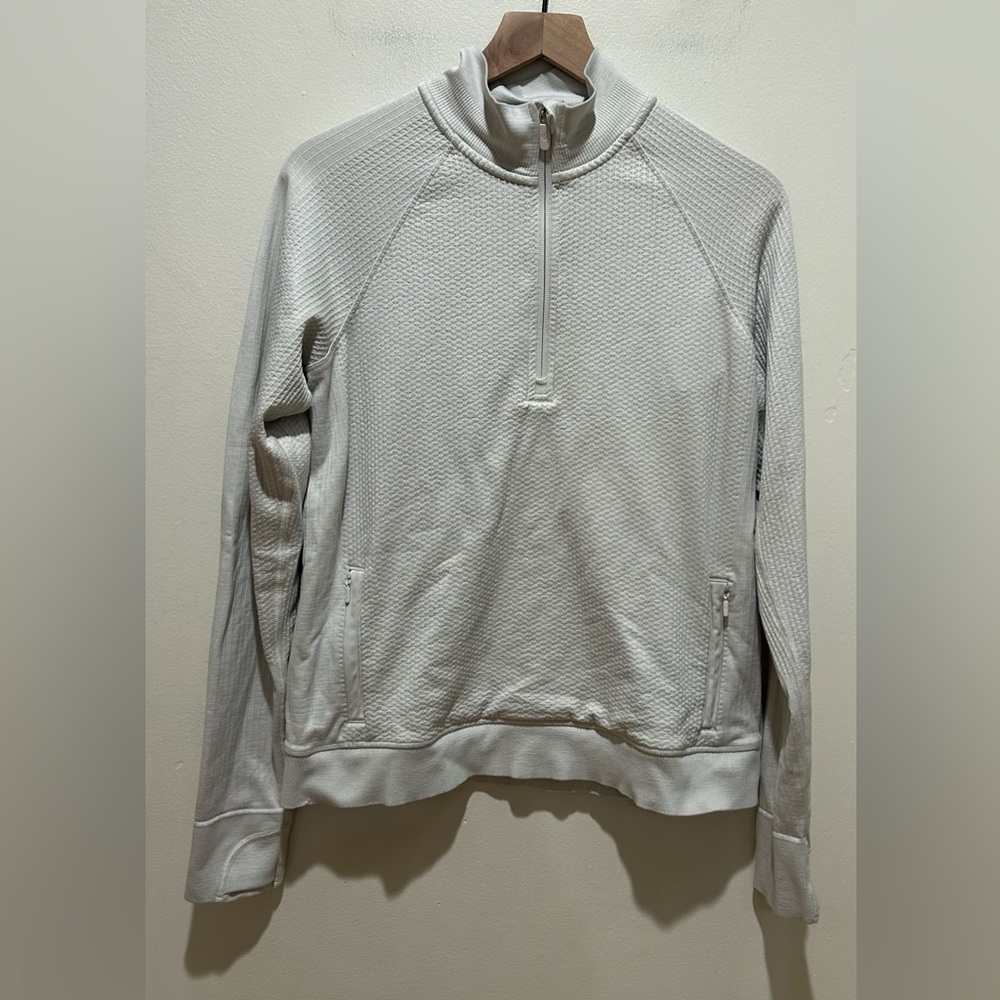 Lululemon Engineered Warmth Half Zip Wool Blend Pullover in Oatmeal Size 10